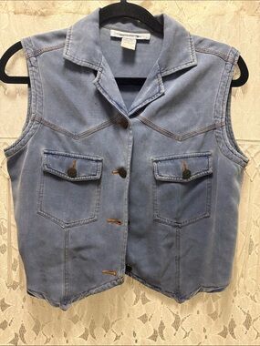 Limited vintage Light Blue Denim Vest with Button Front size small